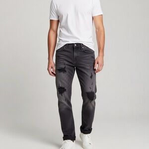 American Eagle Jeans Mens 30x30 Black Gray Extreme Flex Distressed Skinny Denim